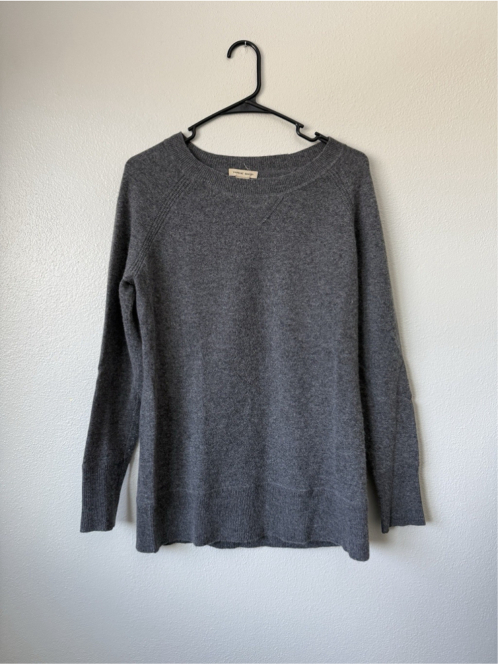 Vertical Design Wool Cashmere Sweater Gray Soft Warm Luxury L Boutique